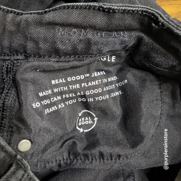 American Eagle Mom Jeans 4 R High Rise Black Wash Stretch Denim - Picture 4 of 10